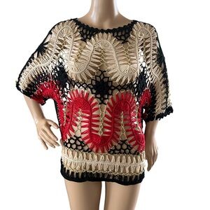 Vivid Collection Of NY Crochet Pullover Sweater Open Knit